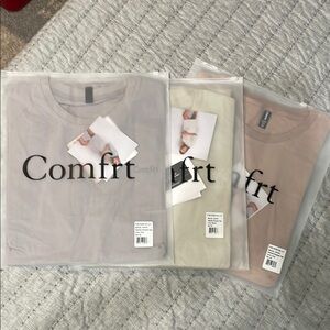 Comfirt Women's Short Sleeve Tee - Gray, Cream, Pink
